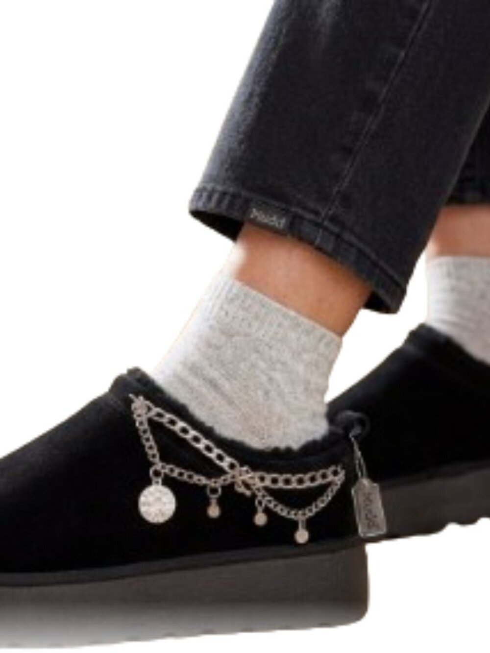 Mudd Black Platform Slip-on Mule/slipper w/ a Silver Chain Accent Size 8-1/2M